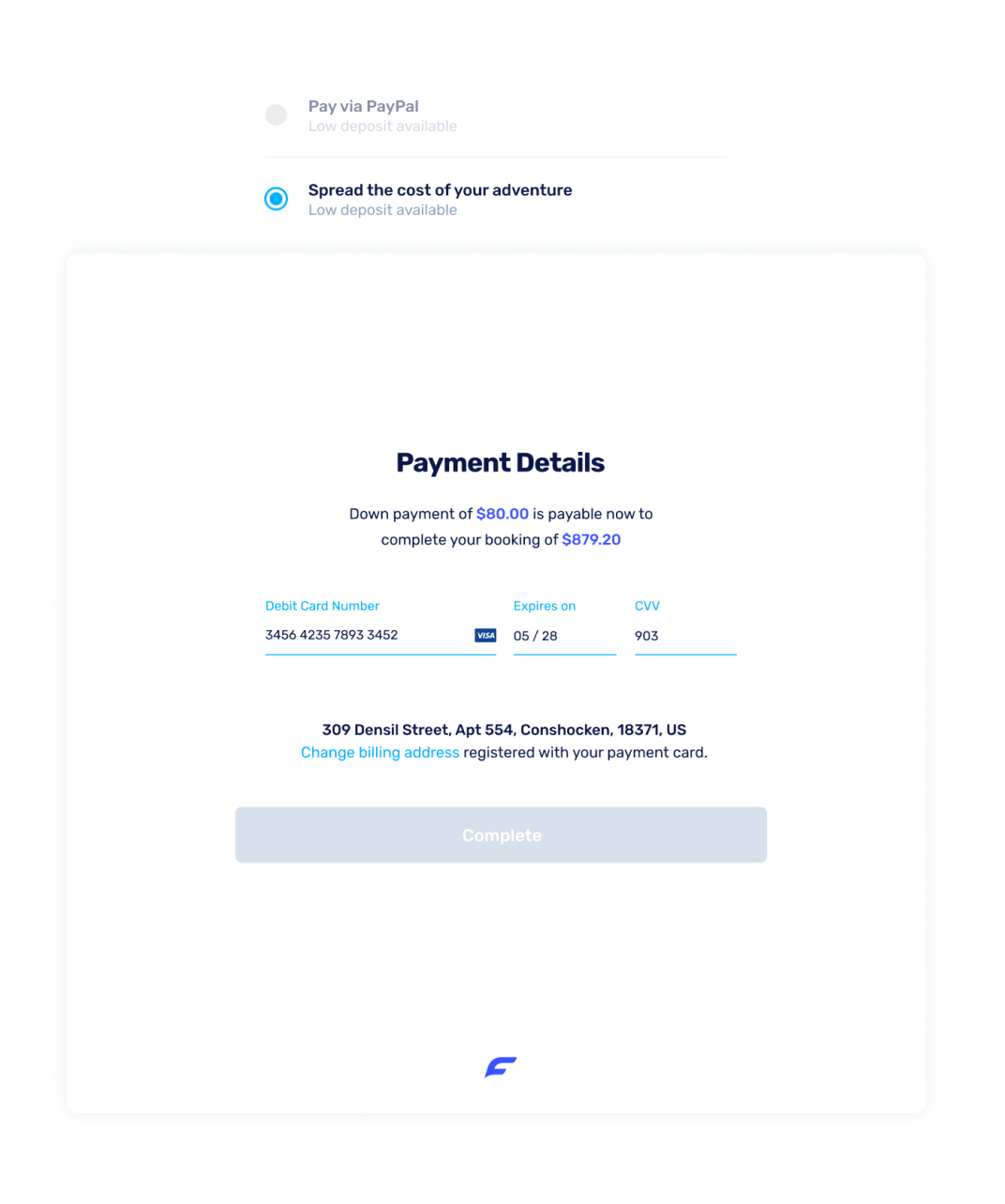 checkout UI - payment details